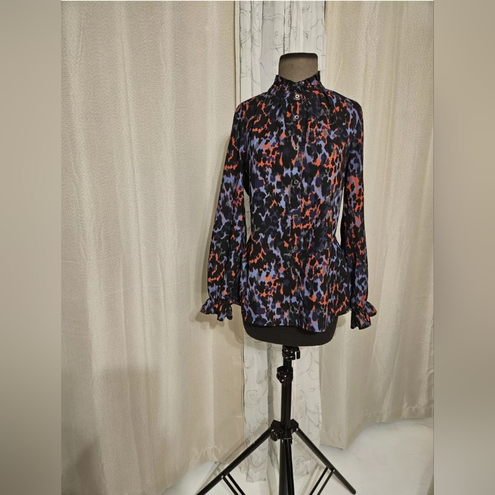 Don Caster Whimsigoth Color Splash Ruffle Neck Art-to-Weat Blouse 10 (M) - Picture 2 of 13